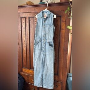 Levi’s Light Wash Denim Button-Front Jumpsuit
